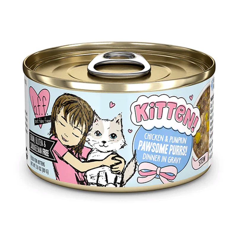 B.F.F. Kitten Pawsome Purrs! Chicken & Pumpkin Dinner in Gravy Grain-Free Canned Cat Food 2.8oz, case of 12