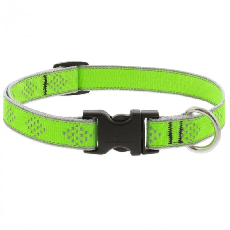 Lupine Adjustable Dog Collar 3/4″ Wide X 9″-14″ Neck Size High Lights Green Diamond