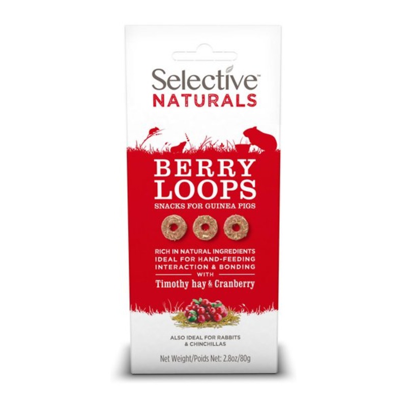 Selective Naturals Berry Loops with Timothy Hay & Cranberry Guinea Pig Natural Crunchy Treats 2.8oz