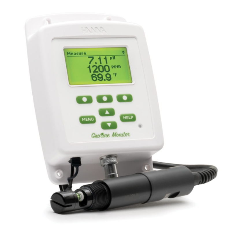 GroLine Monitor for Hydroponic Nutrients with Inline Probe HI981421-01: GroLine Monitor for Hydroponic Nutrients with Inline Probe