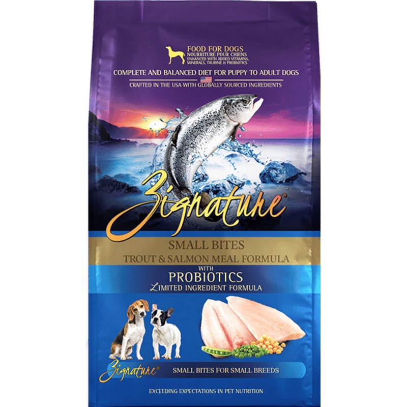 Zignature Trout & Salmon Meal Formula Small Bites Dry Dog Food – 12.5lb