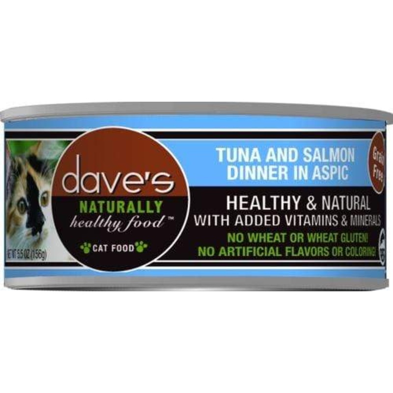 Dave’s Naturally Healthy Tuna and Salmon Dinner in Aspic Canned Cat Food 3 oz