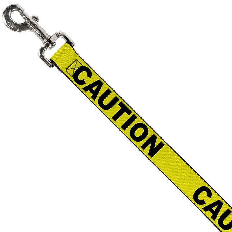 Buckle-Down Pet Caution Dog Leash Yellow Black 1/2″ x 4′