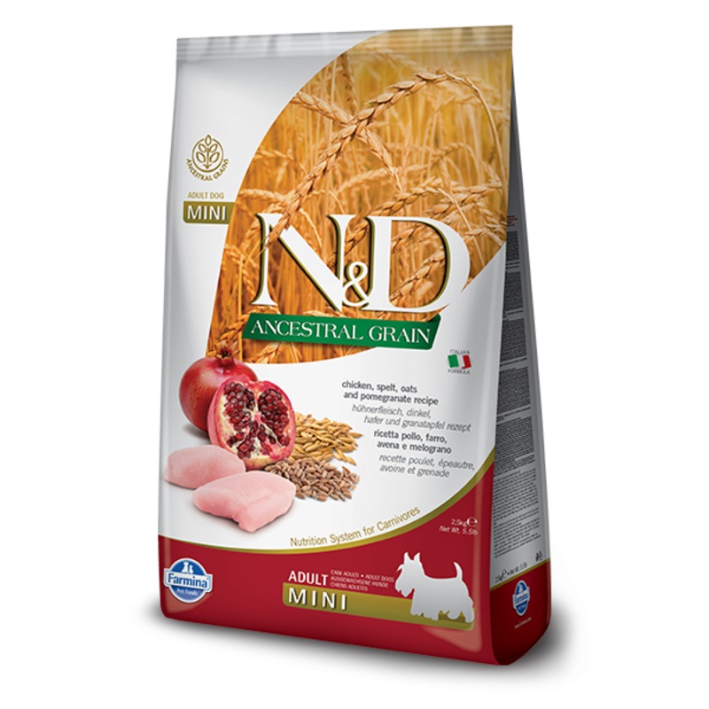 Farmina N&D Natural & Delicious Low Grain Mini Adult Chicken & Pomegranate Dry Dog Food