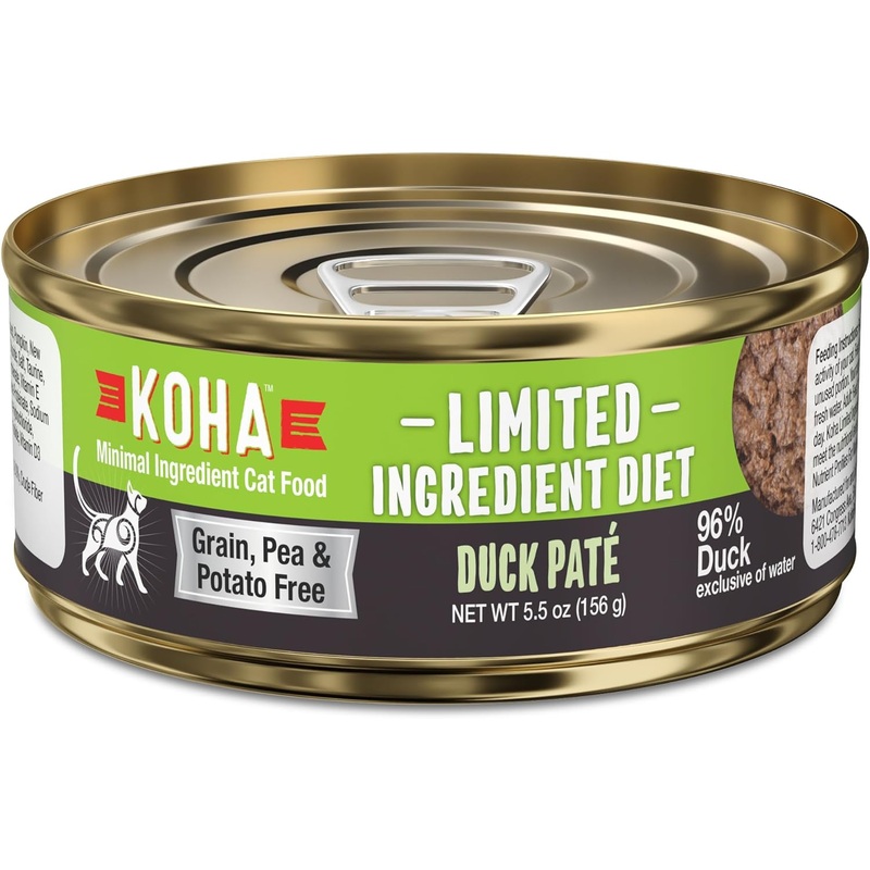 KOHA Grain & Potato Free Special Diet:Limited Ingredient Diet Duck Pate Single Canned Cat Food 5.5 oz