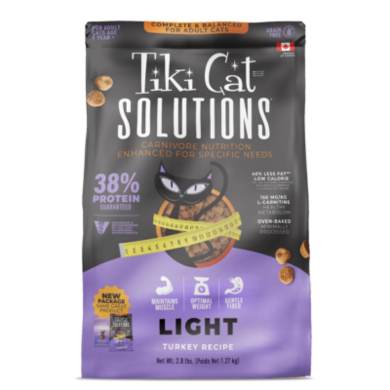 Tiki Cat Solutions Light Baked Kibble: Turkey Recipe Dry Cat Food 2.8 LB