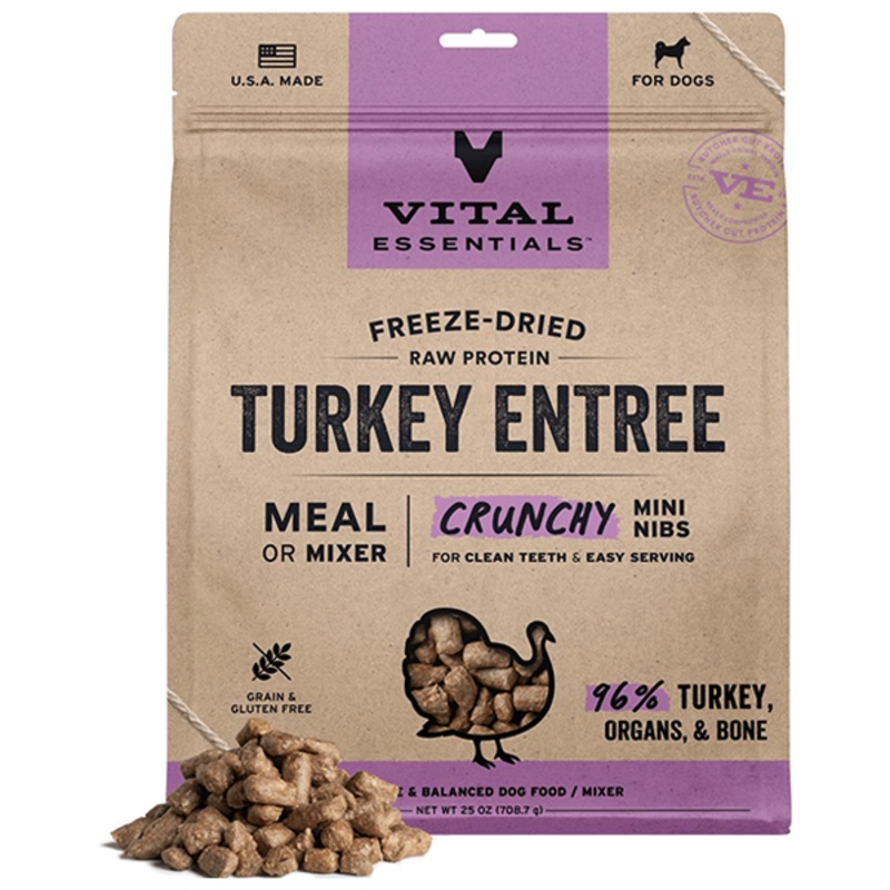 Turkey Crunchy Mini Nibs Freeze-Dried Grain-Free Dog Food 25oz