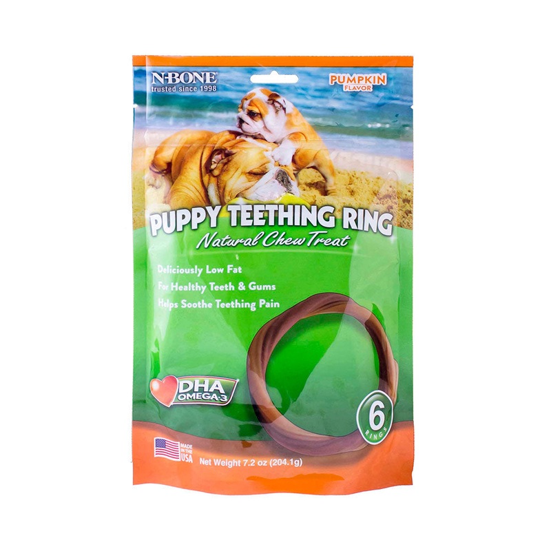 N-Bone Puppy Teething Rings Pumpkin Treats 6 Count