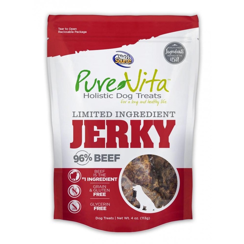 NutriSource PureVita Limited Ingredient 96% Beef Jerky Holistic Dog Treats