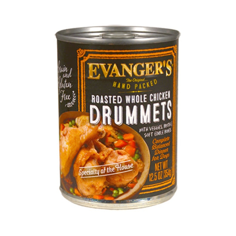 Evanger’s Wet Dog Food – Roasted Chicken Drummet Dinner – 13oz Can