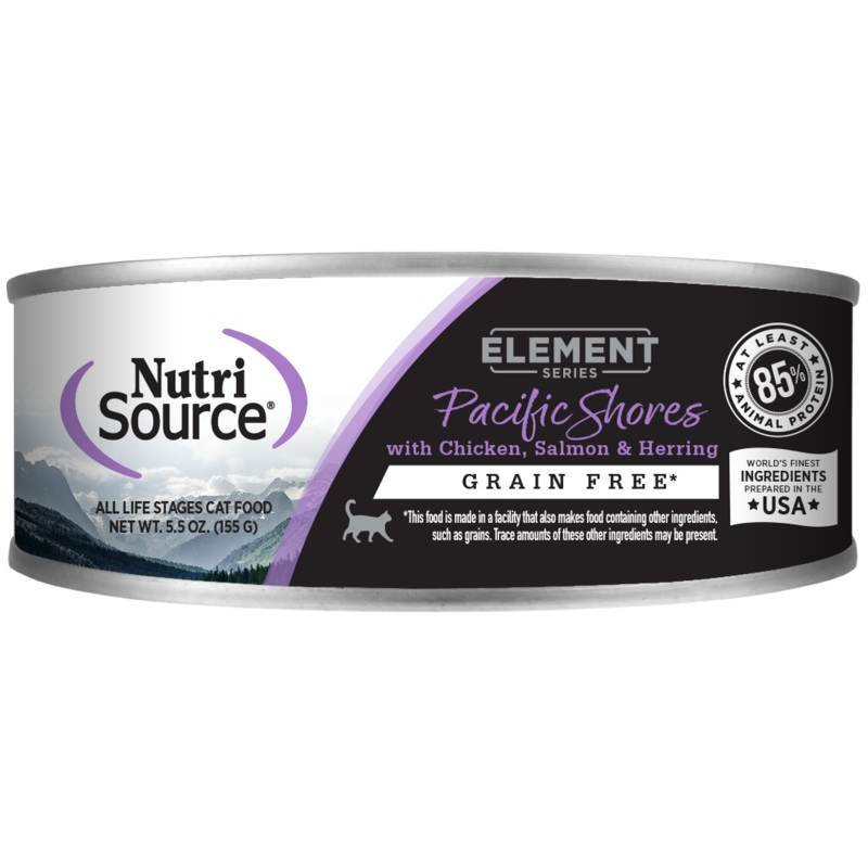 NutriSource Pacific Shores Grain Free Chicken, Salmon & Herring Blend Canned Cat Food 5.5 oz