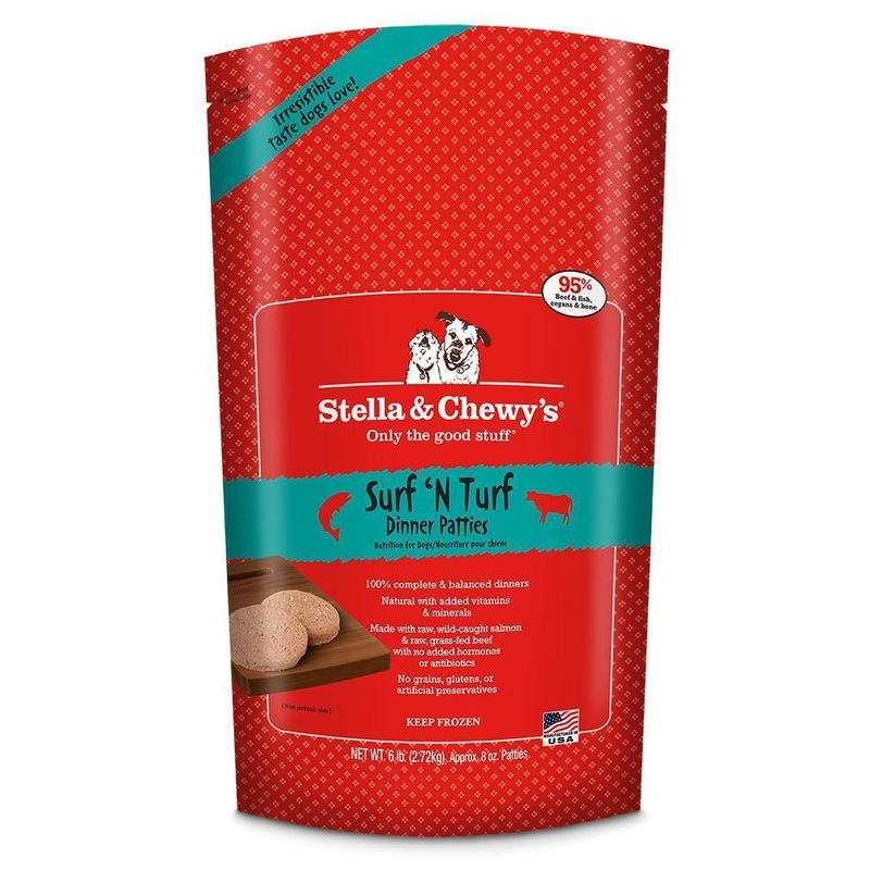 Stella & Chewy’s Surf ‘N Turf Grain-Free Frozen Raw Dinner Patties Dog Food 3Lb