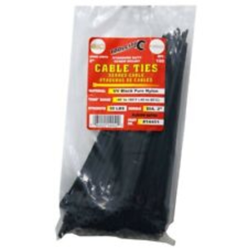 Tool City 8 in. L Black Cable Tie 50LB SD SCREW MOUNT 100 Pack 8″ Black