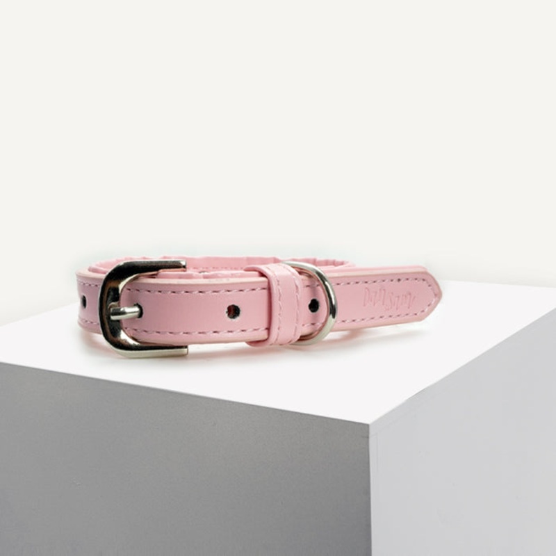 Dan & Sam – Vegan Leather Dog Collar (Blush) Large