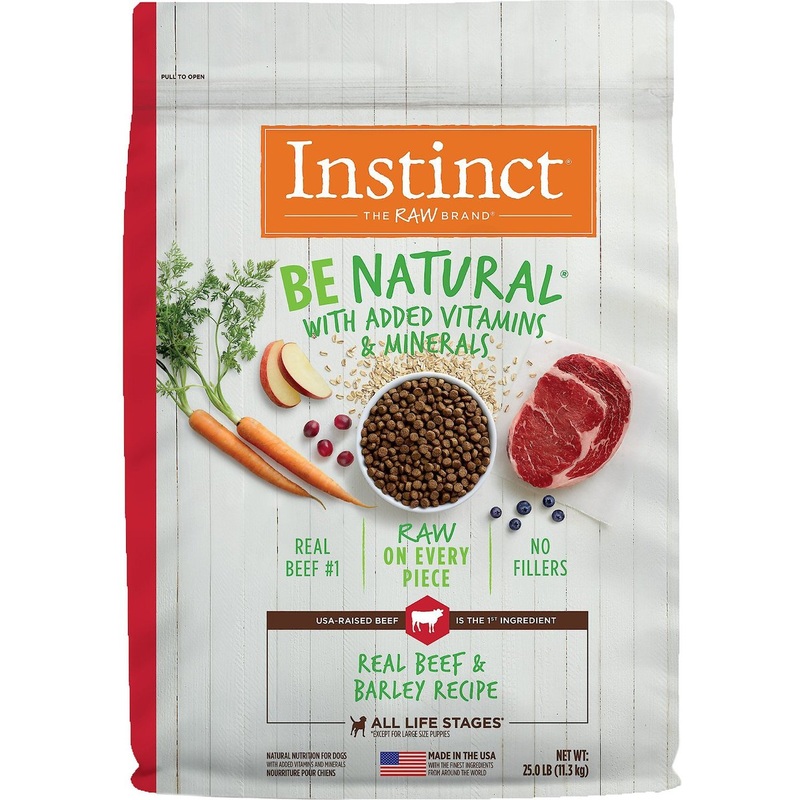 Instinct Be Natural Real Beef & Barley Recipe Freeze-Dried Raw Coated Dry Dog Food, 25 lbs