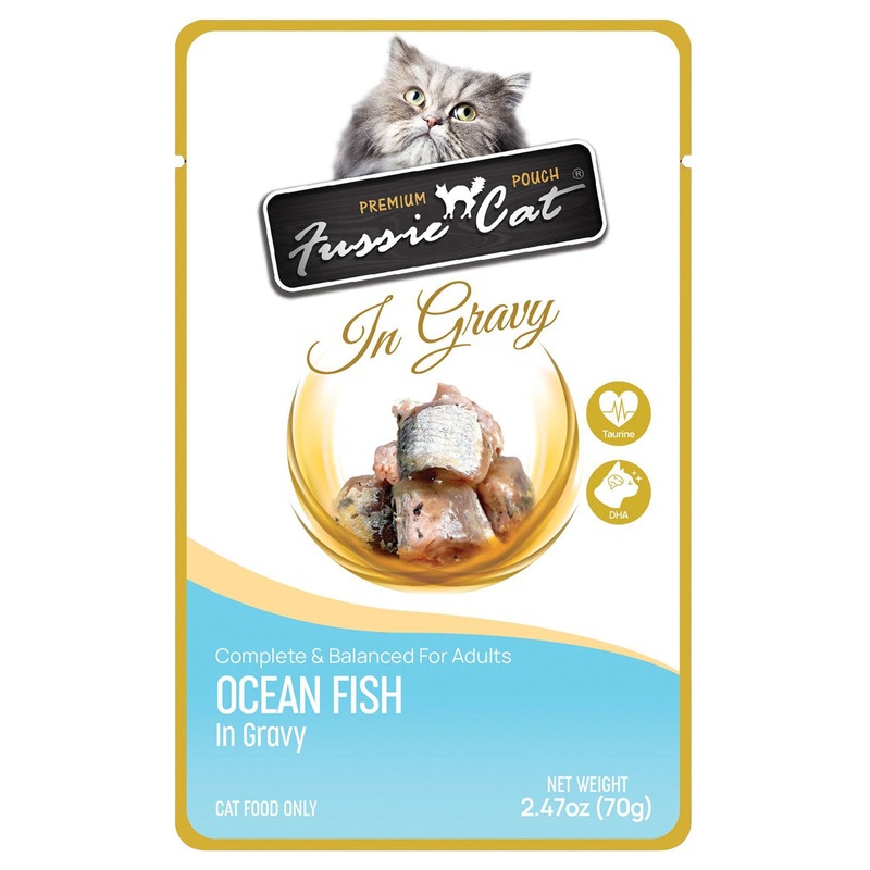 Fussie Cat Premium Pouch Wet Cat Food – Ocean Fish in Gravy – 2.47oz Pouch