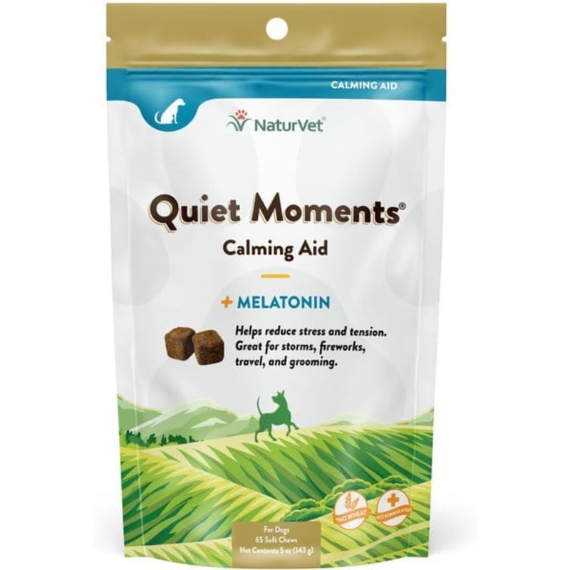 NaturVet Quiet Moments Plus Melatonin Soft Chews for Dogs 65 count