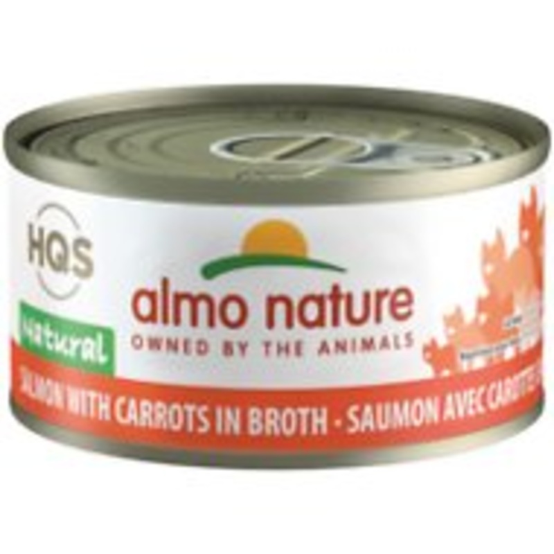 Almo Nature HQS Natural Salmon With Carrots In Broth Canned Cat Food: 2.47- Oz Cans, Case of 24