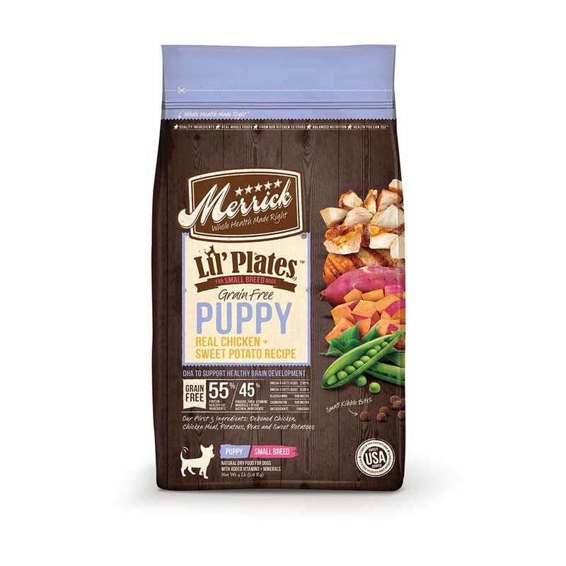 Merrick Lil’ Plates Grain Free Puppy Real Chicken & Sweet Potato Recipe Small Breed Dog Food 4 Lbs
