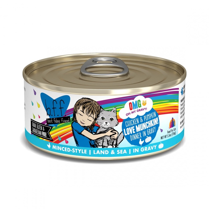 B.F.F. OMG Gravy! Love Munchkin Grain-Free Chicken and Pumpkin in Gravy Canned Cat Food 2.8-oz, case of 12