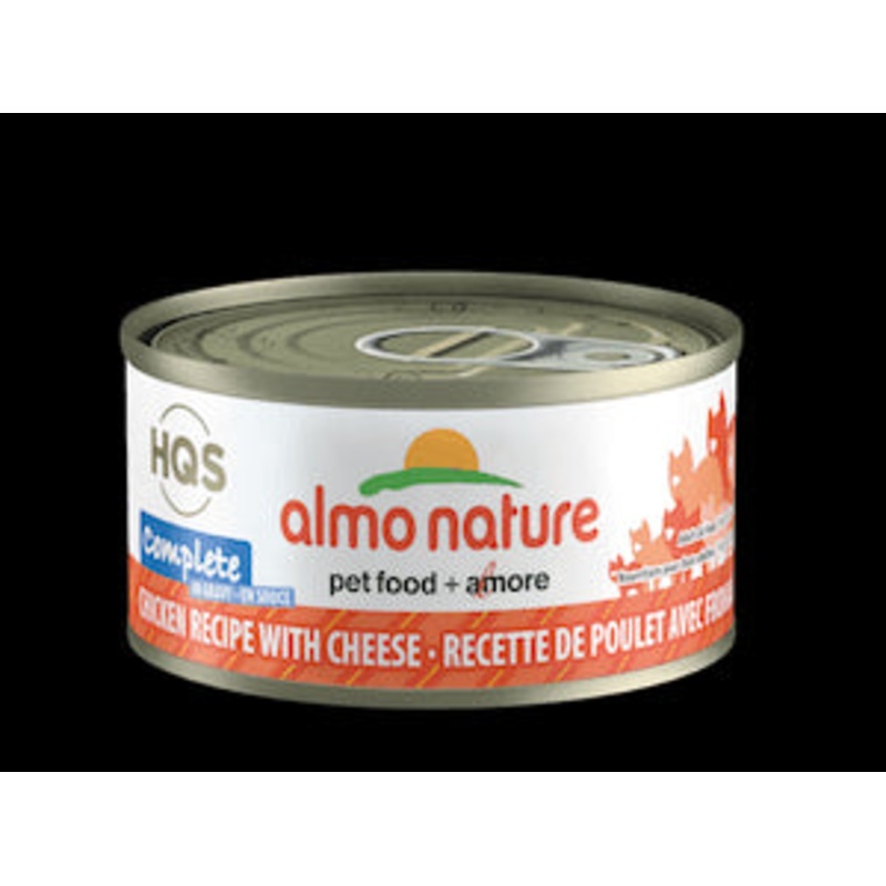 Almo Nature HQS Complete Wet Cat Food – Chicken Recipe w/ Cheese in Gravy – 2.47oz Can