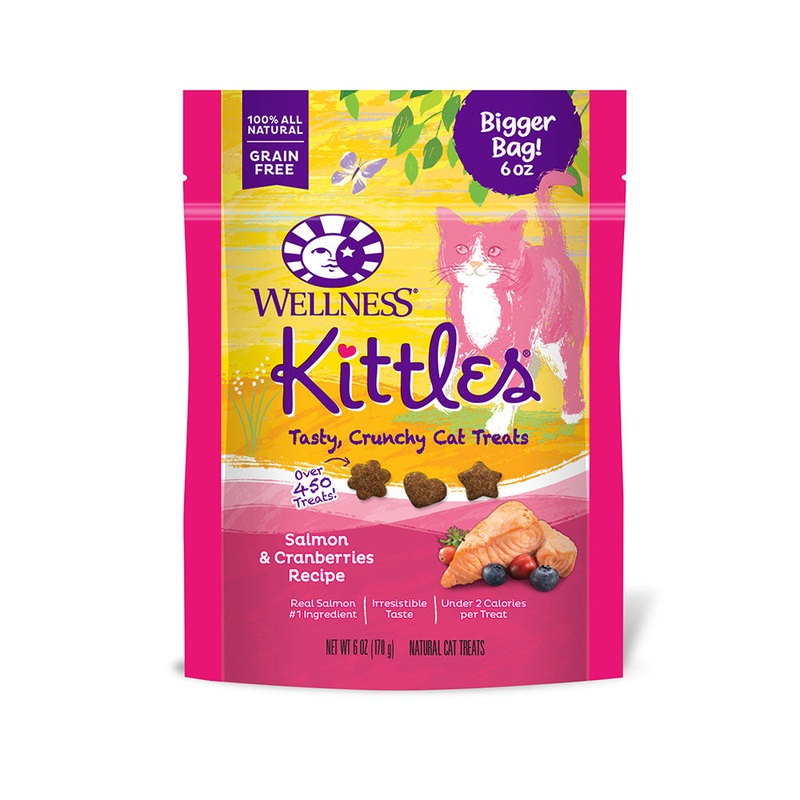 Wellness Complete Health Kittles Grain Free Salmon & Cranberries Recipe Crunchy Cat Treats 6 Oz