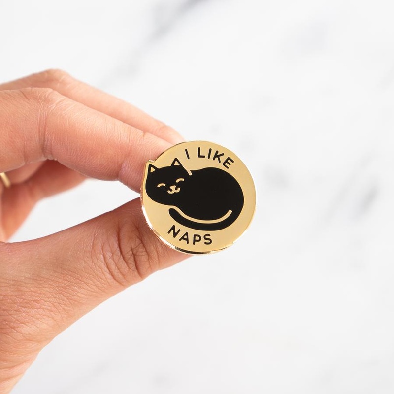 I Like Naps Sleeping Black Cat Hard Enamel Pin