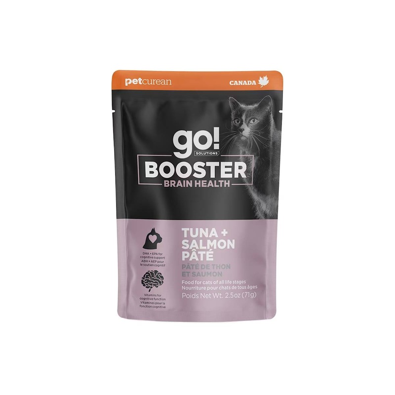 Petcurean Go! Solutions Booster Tuna + Salmon Pt for Brain Health Wet Cat Food 2.5 oz
