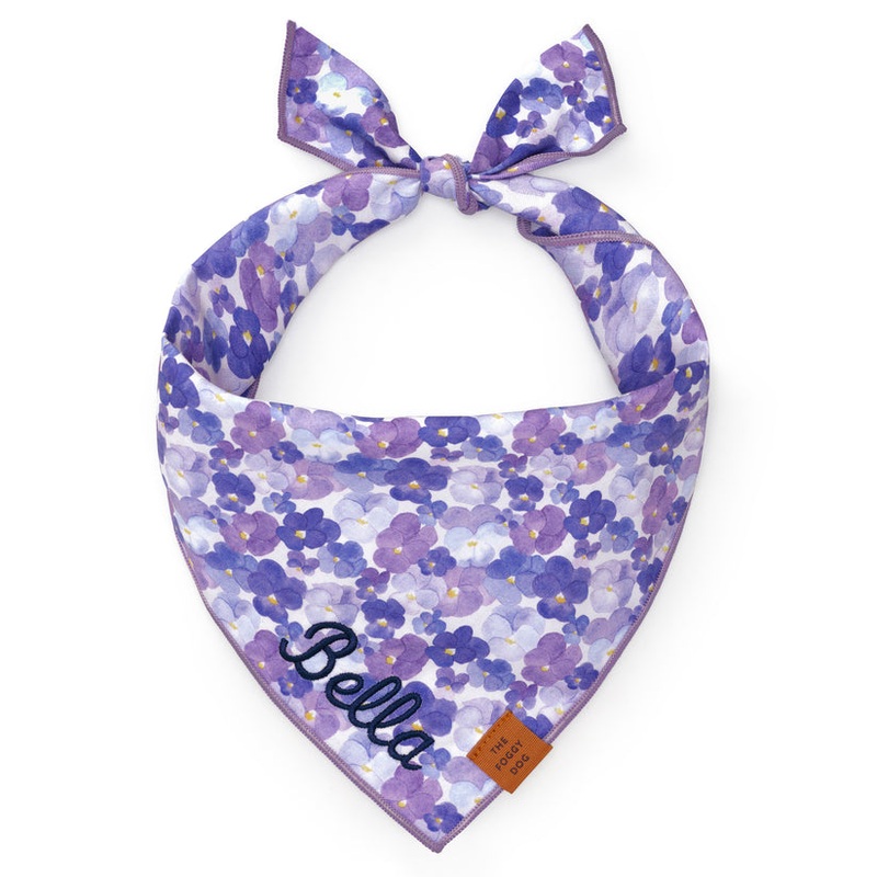 The Foggy Dog Pressed Pansies Dog Bandana