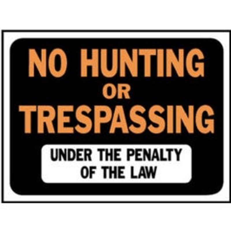 “No Hunting/Trespassing” Sign, Plastic, 9 x 12-In.