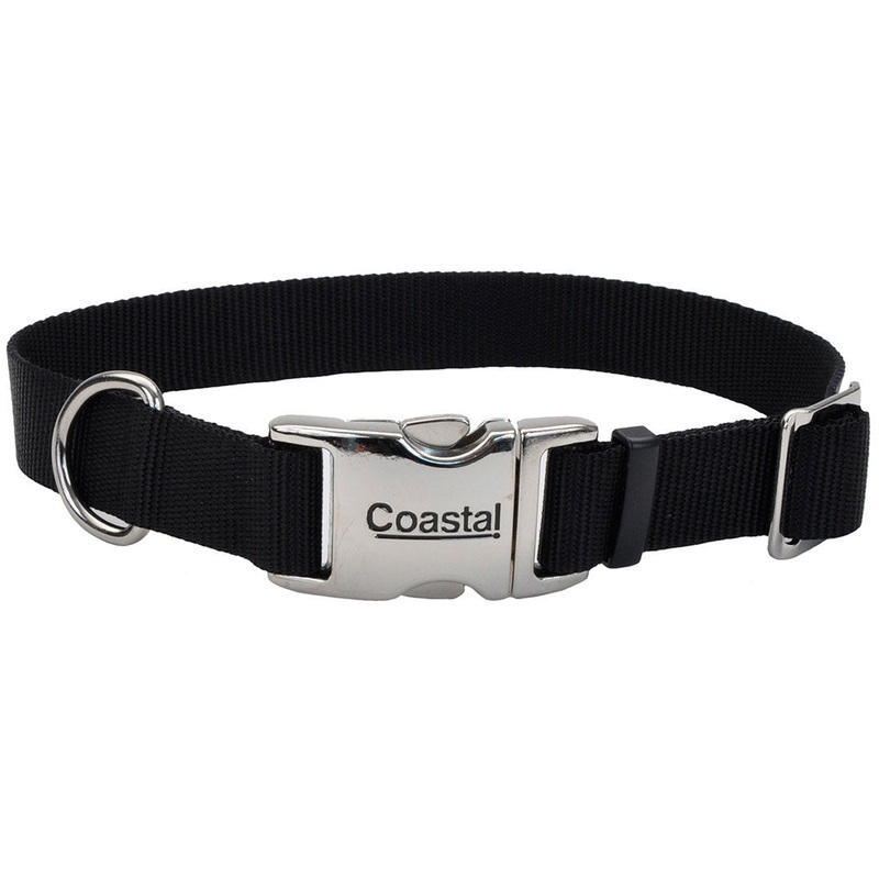 Coastal Adjustable Dog Collar with Metal Buckle 3/4″ X 14″-20″ Black