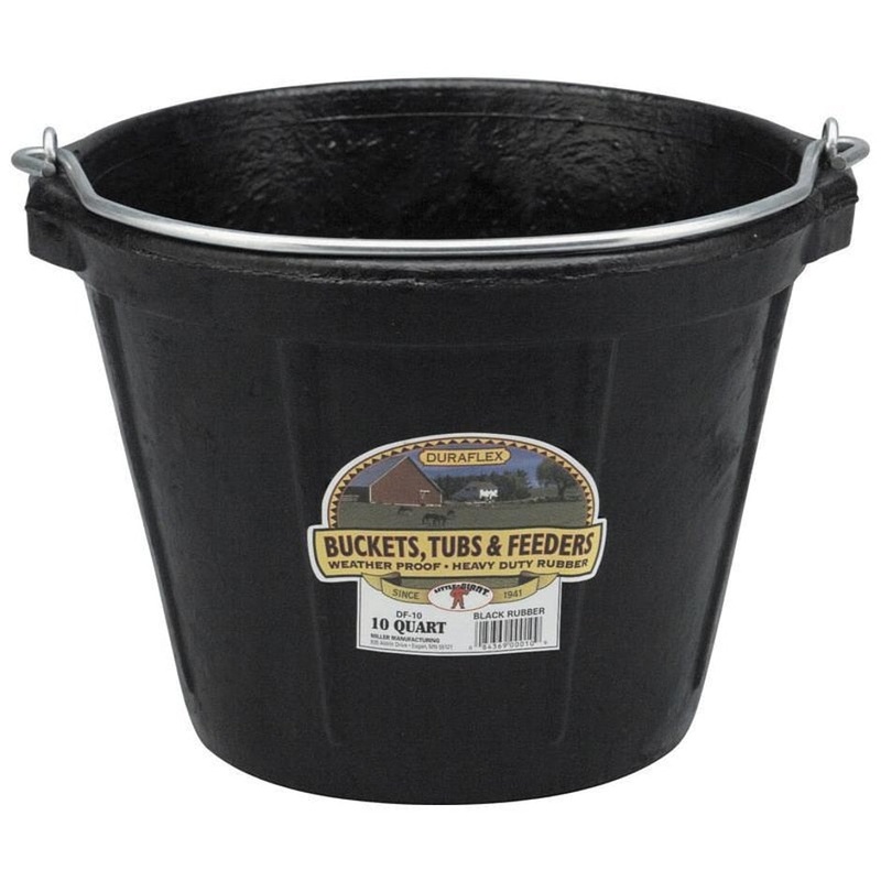 LITTLE GIANT DURAFLEX RUBBER ROUND BUCKET 10 QT BLACK