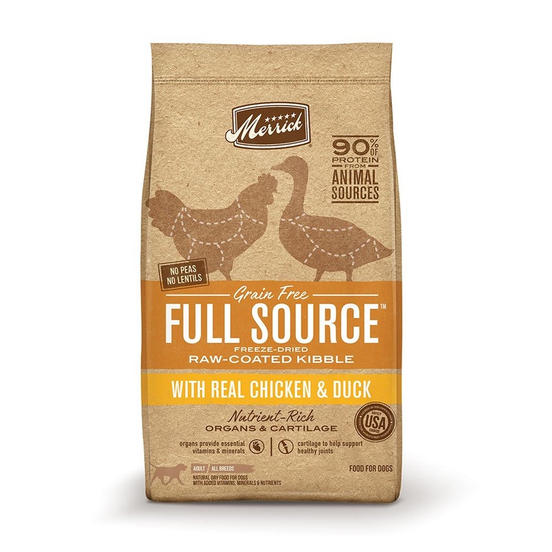 Merrick Full Source Grain-Free Freeze-Dried Raw-Coated Kibble Dry Dog Food Chicken & Duck 4 lb