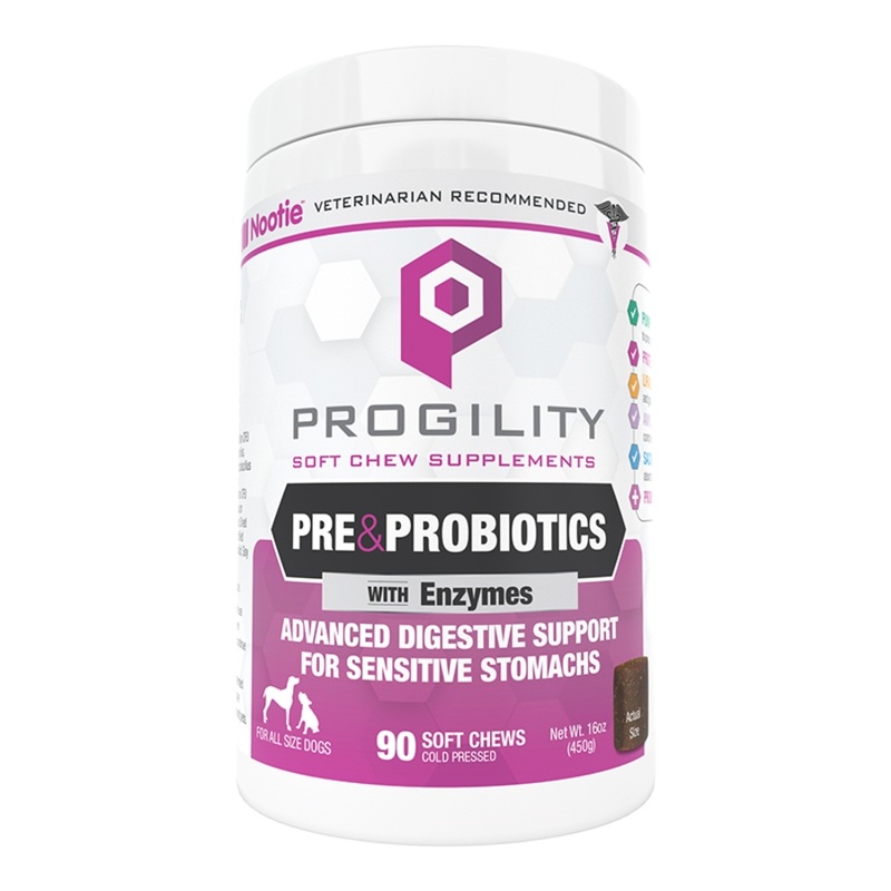 Nootie Progility Pre & Probiotics Digestive Support Soft Chew Supplements for Dogs – 90ct