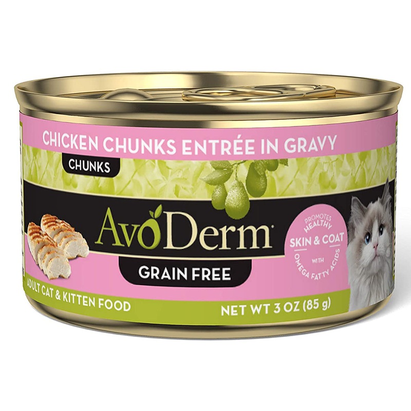 AvoDerm Grain-Free Wet Cat Food – Chicken Chunks Entree – 3oz Can