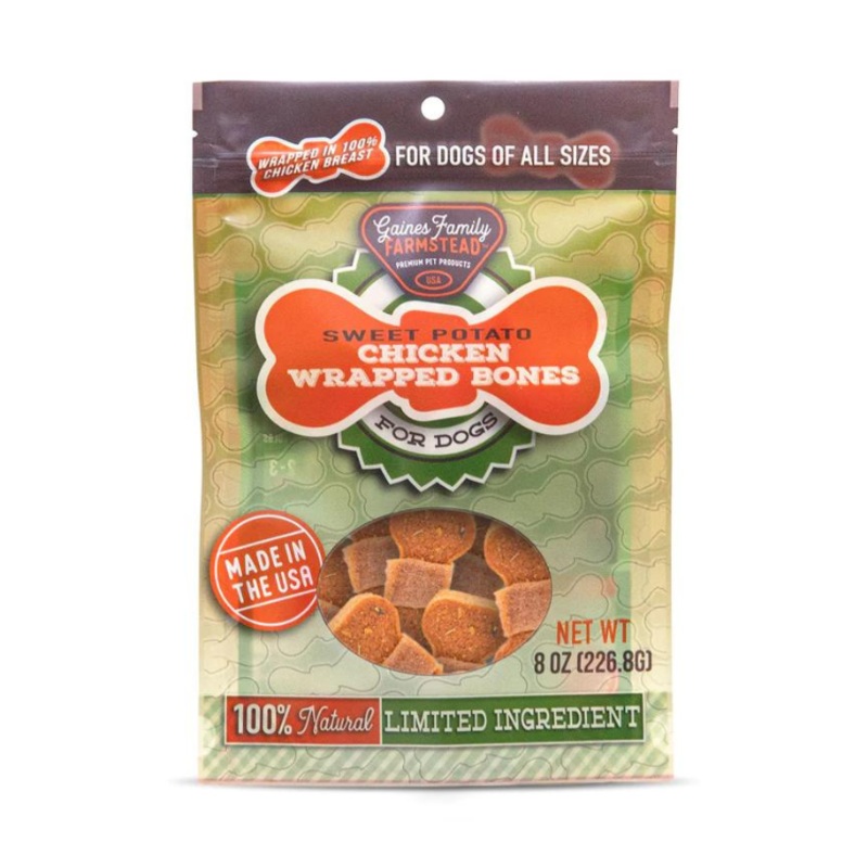 Gaines Family Farmstead Sweet Potato Chicken Wrapped Bones Dog Treats 8 oz Bag