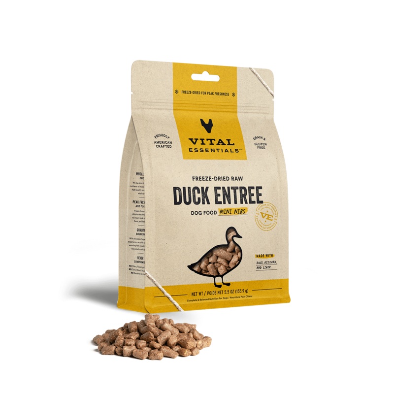 Vital Essentials Duck Entree Mini Nibs Freeze-Dried Raw Dog Food 5.5 oz