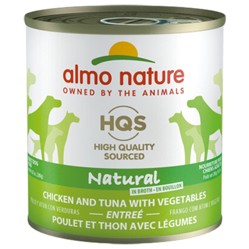 Almo Nature HQS Natural Chicken And Tuna With Vegetables Entree Canned Dog Food: 9.87- Oz Cans, Case of 12