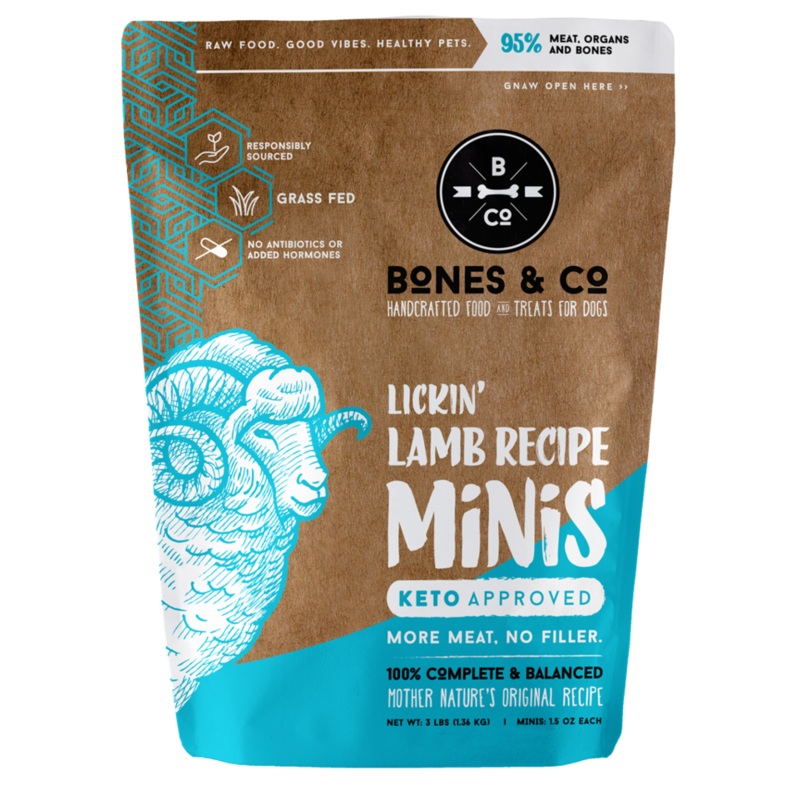 Bones & Co. Lickin’ Lamb Recipe Raw Frozen Mini Patties Dog Food
