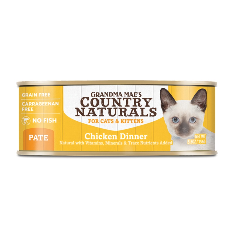 Grandma Mae’s Country Naturals Grain Free Chicken Dinner Canned Wet Food For Cats 5.5oz/24