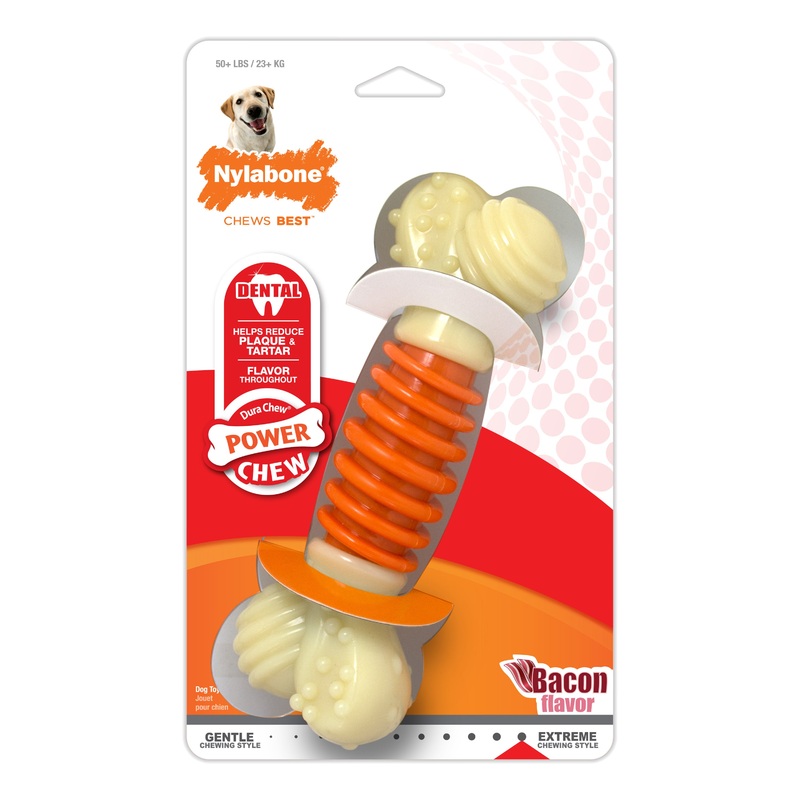 Nylabone PRO Action Dental Power Chew Durable Dog Toy Bacon Large up to 50 lbs. Large up to 50 lbs.