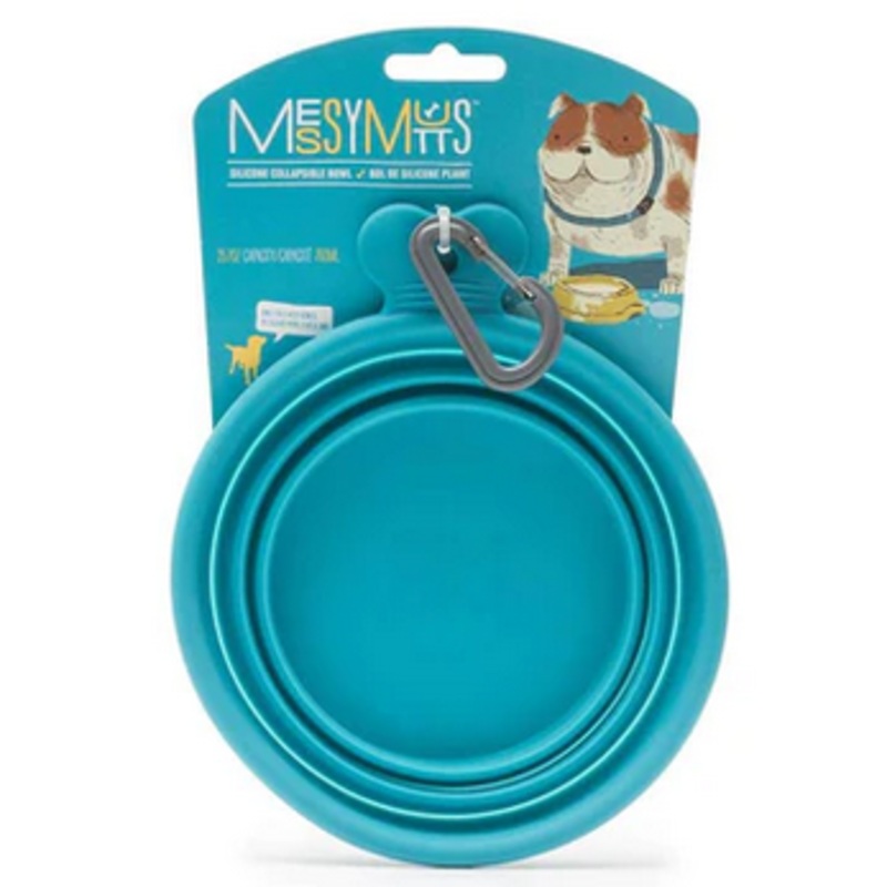 Silicone Collapsible Bowl (Large, Teal) | Messy Pets