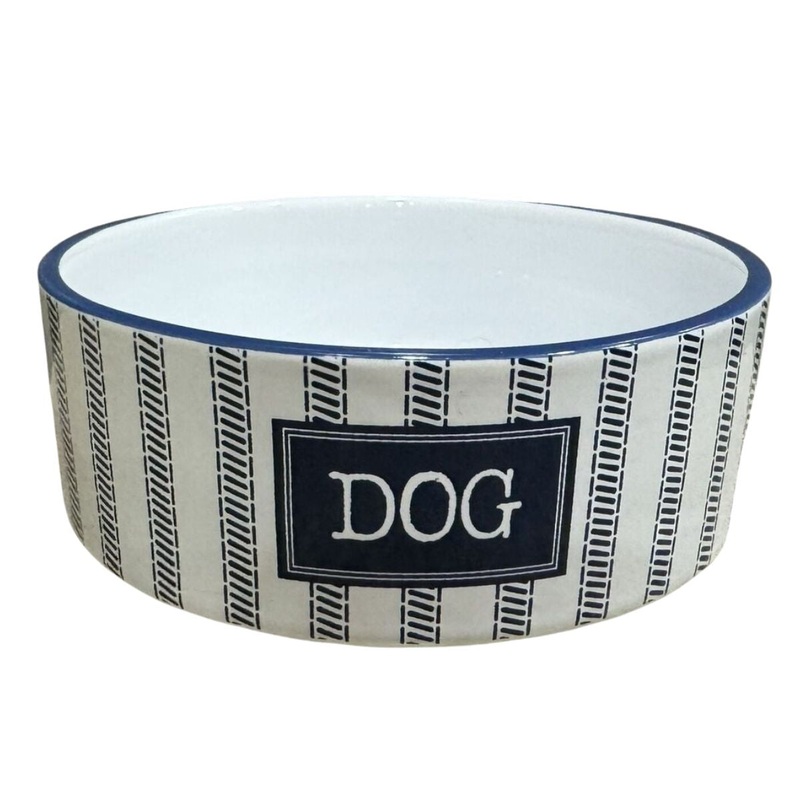 PetRageous Designs Country Blue Dog Bowl 5″ White Navy 2 Cups