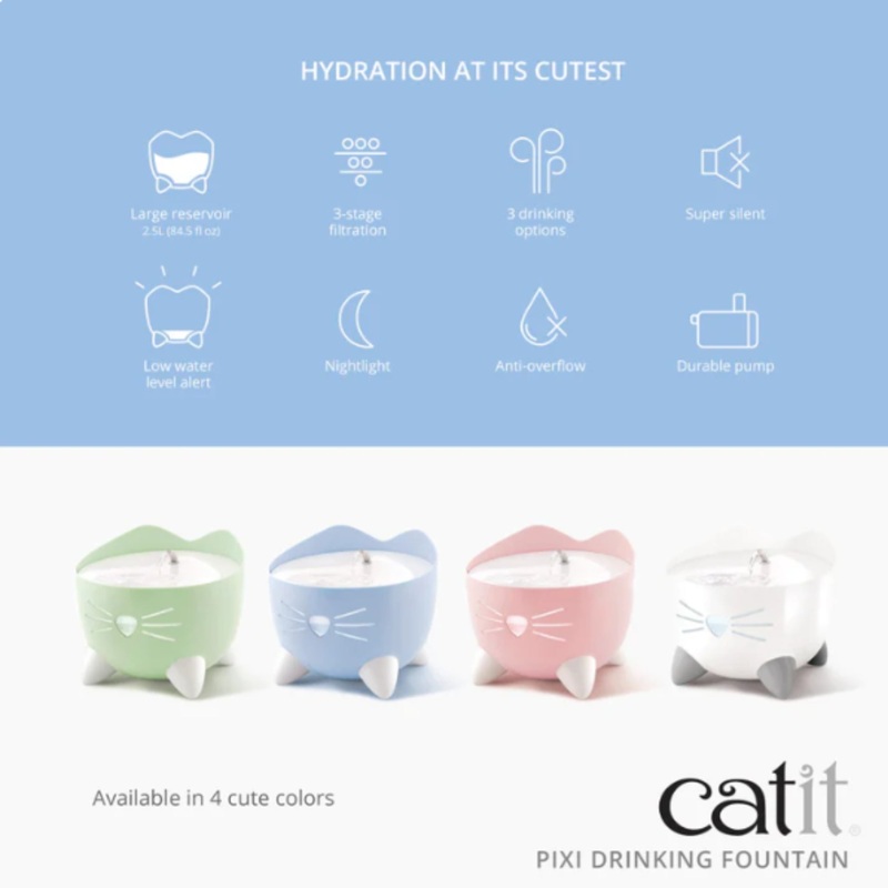 Catit PIXI Fountain  Smart, Fresh Water Drinking Fountain for Cats White
