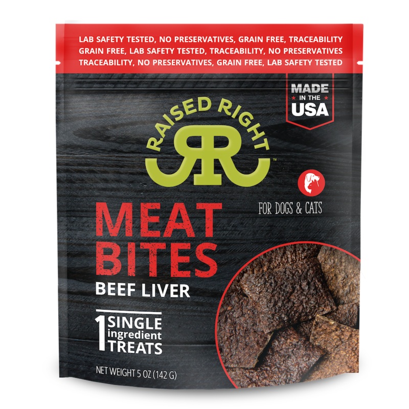 Raised Right Meat Bites Beef Liver Single Ingredient Treats 5-oz