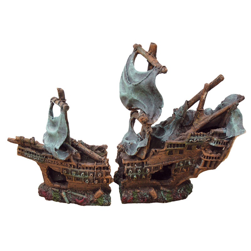 AquaFit Polyresin Shipwreck 14.5x4x11″