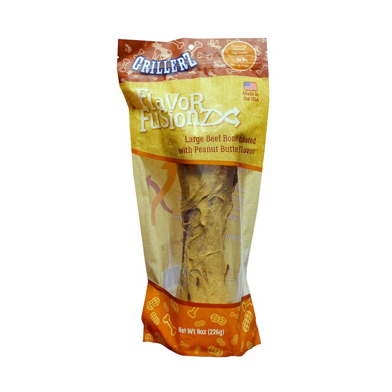 Grillerz Flavor Fusionz Beef Bone Basted with Peanut Butter Dog Treats Large