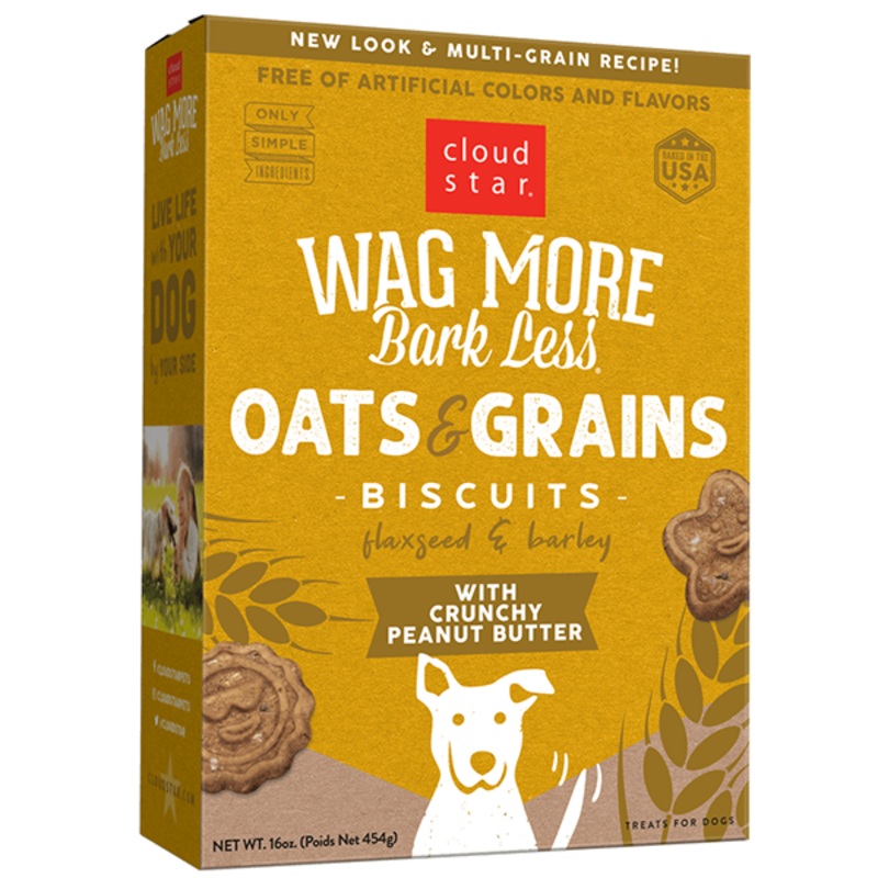 Wag More Bark Less Biscuits Oats & Grains Oven Baked Crunchy Peanut Butter Dog Treats 16oz