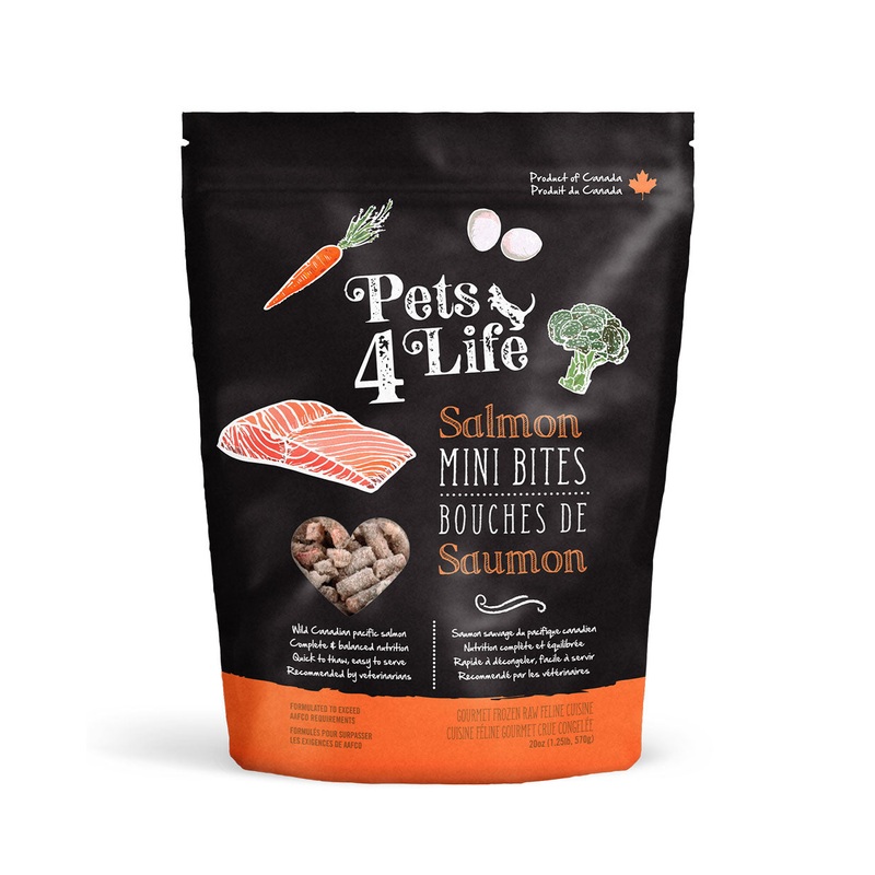 Pets 4 Life Frozen Raw Diet – Salmon Mini Bites for Cats 1.25lb bag
