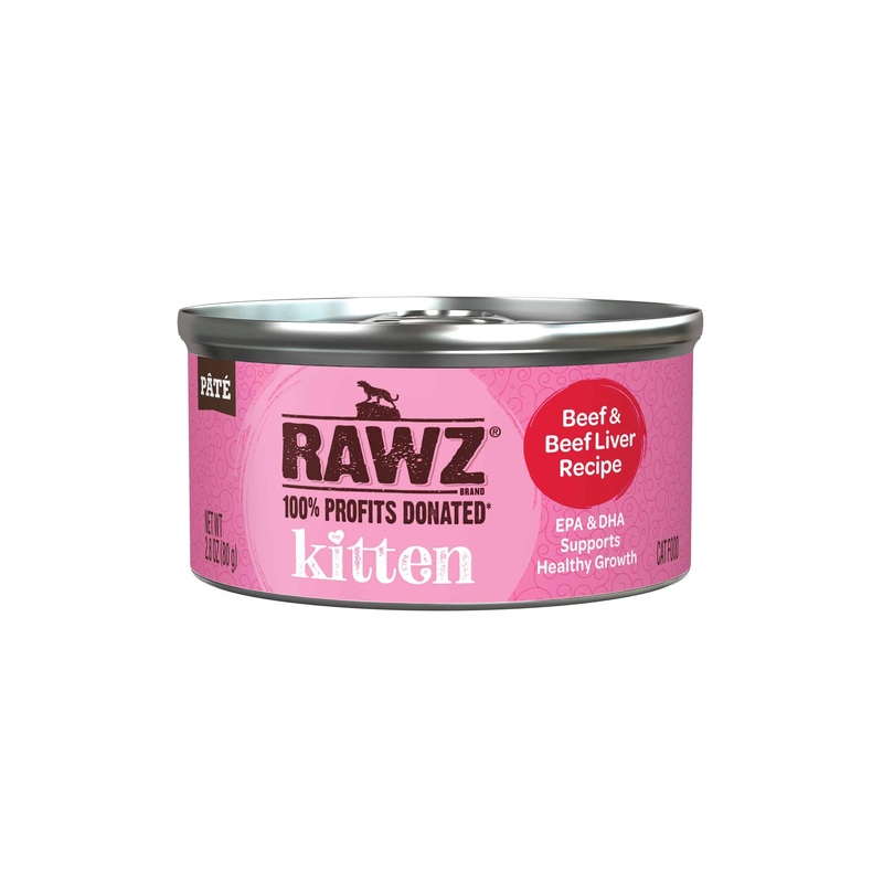 Rawz Beef and Liver Pate Wet Kitten Food 2.8 oz